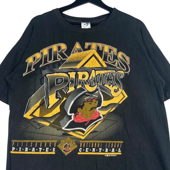 Vintage Pittsburgh Pirates Spellout Logo MLB T-Shirt 90s L - Picture 2 of 7